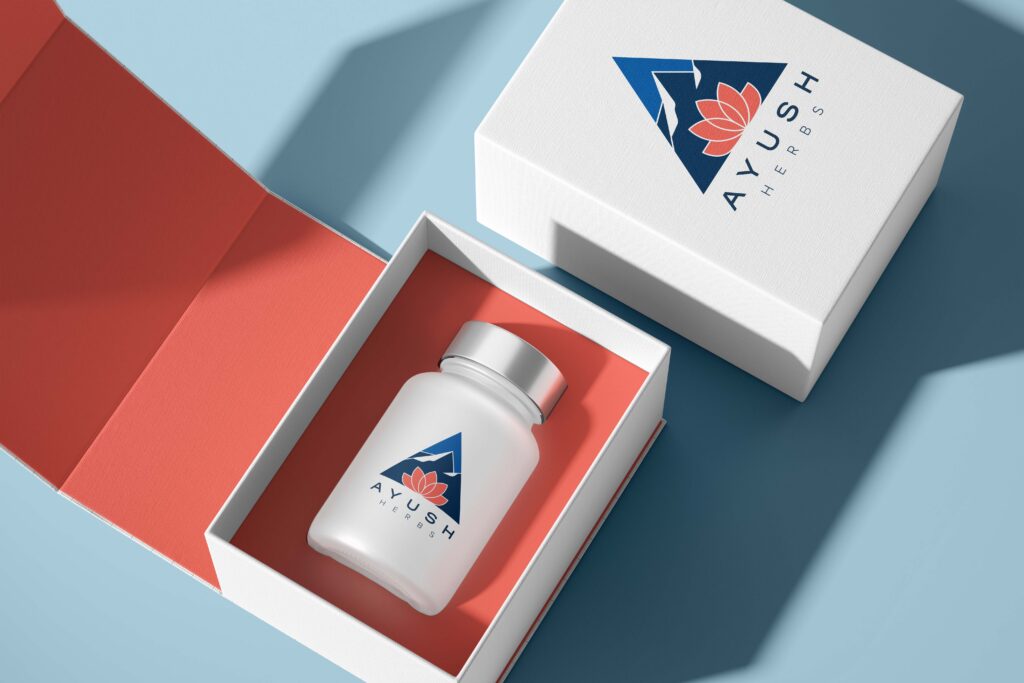 Ayush Herbs packaging mockup